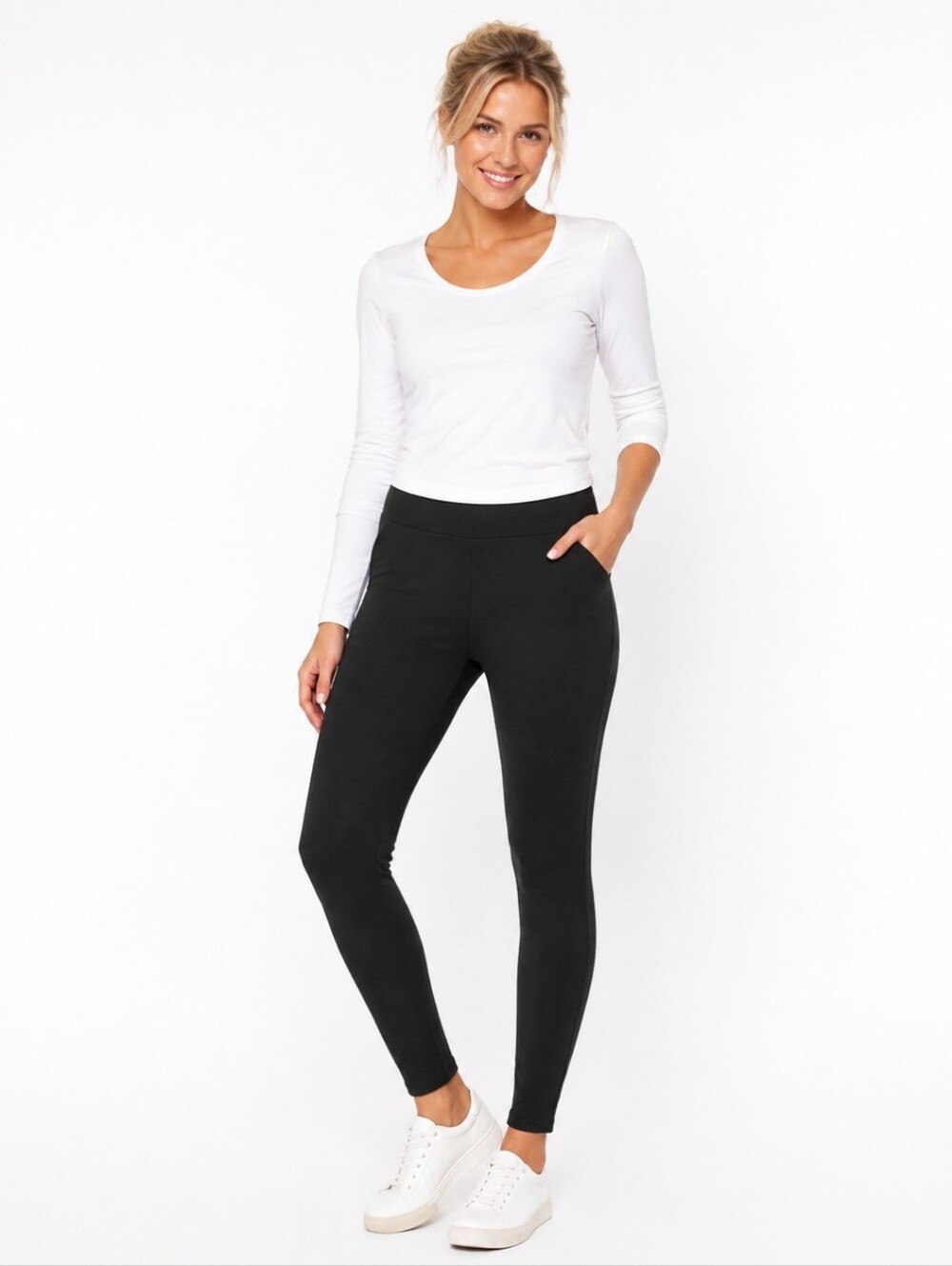 Nwt Matty M Black Ponte Activewear Leggings with Back Pockets (Size: Xxl)